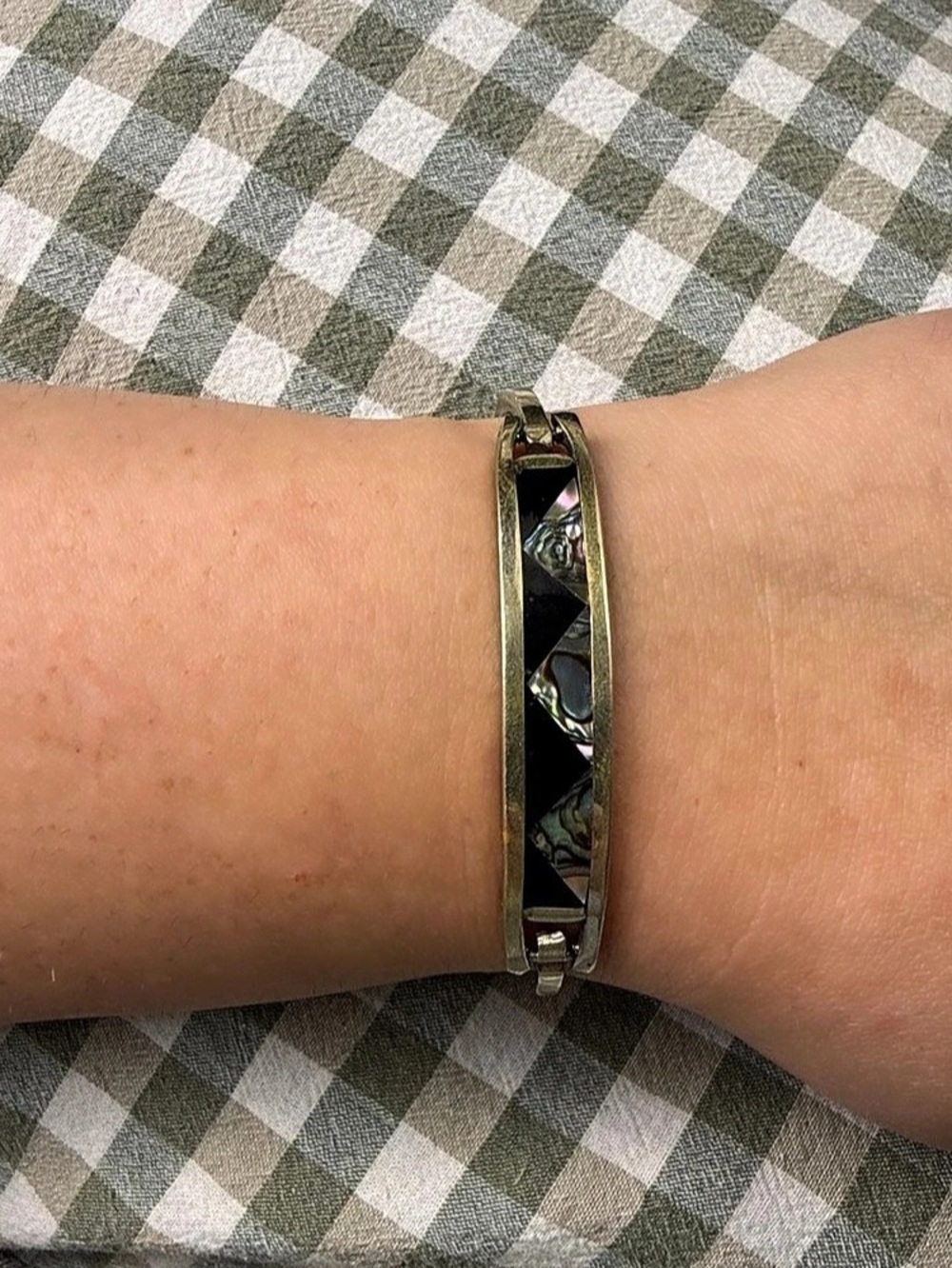 Vintage Alpaca Hinge Bracelet